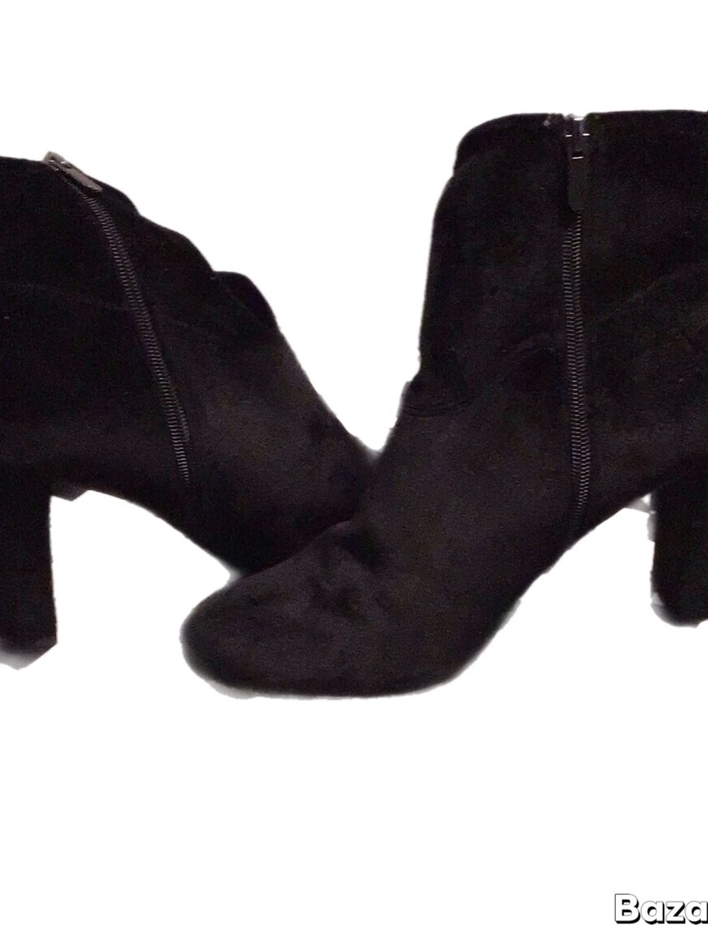 Lilly Edelman Women's Black Suede Ankle Boots with Block Heel